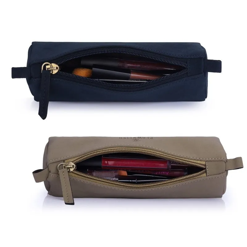 Combo: Multipurpose Faux Leather Travel Pouch Set | 2 Toiletry Bags | Light Brown & Navy Blue