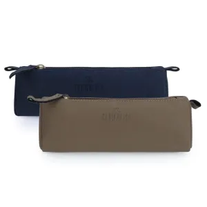 Combo: Multipurpose Faux Leather Travel Pouch Set | 2 Toiletry Bags | Light Brown & Navy Blue
