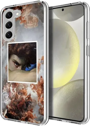 Compatible with Samsung Galaxy S24 Plus Case, Fallen Angel Lucifer Aesthetic Artsy Design Soft TPU Full Body Protection Cover Clear Case Gift for Women Men