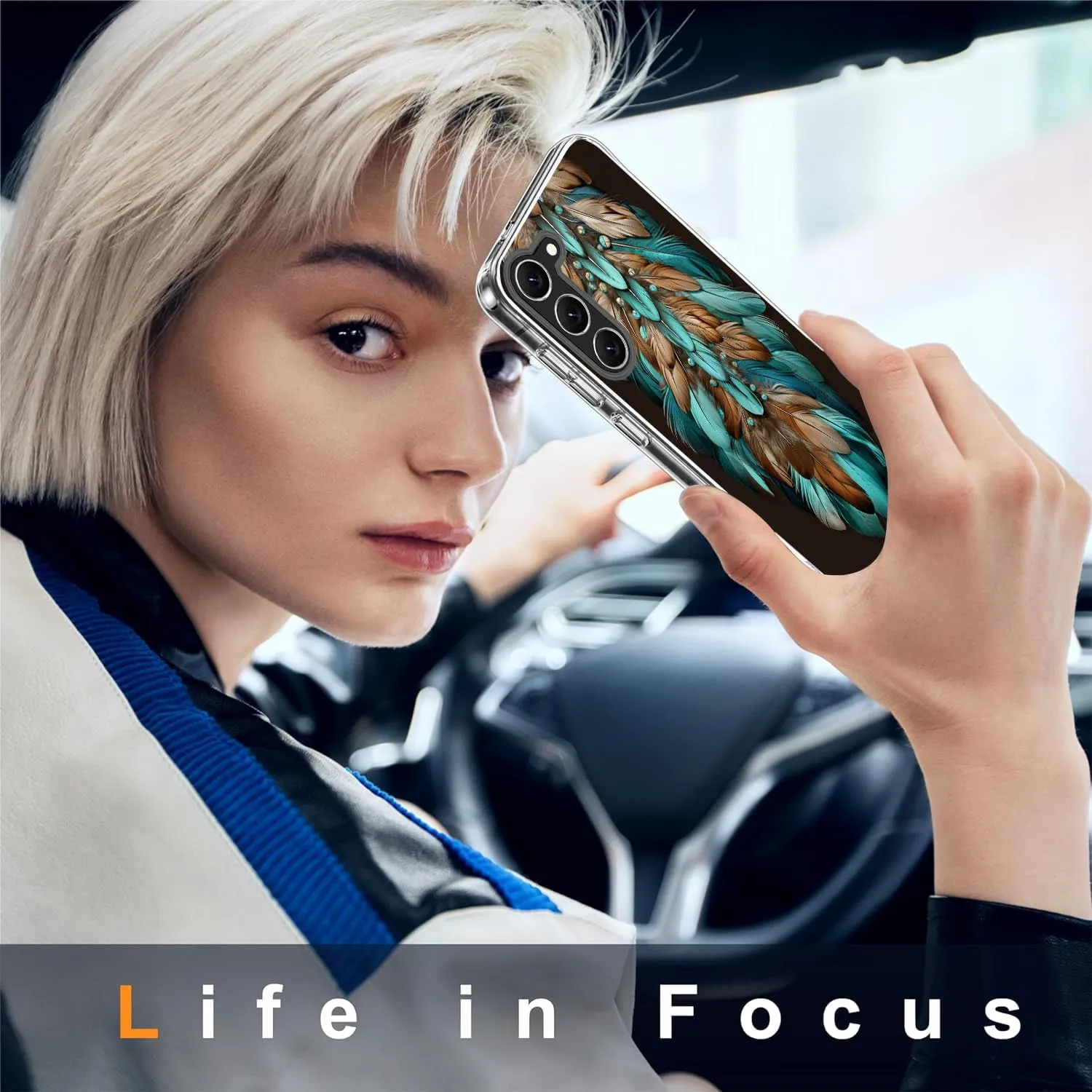 Compatible with Samsung Galaxy S24 Plus Case, Western Cowhide Turquoise Brown Animal Design Soft TPU Full Body Protection Cover Clear Case Gift for Women Men