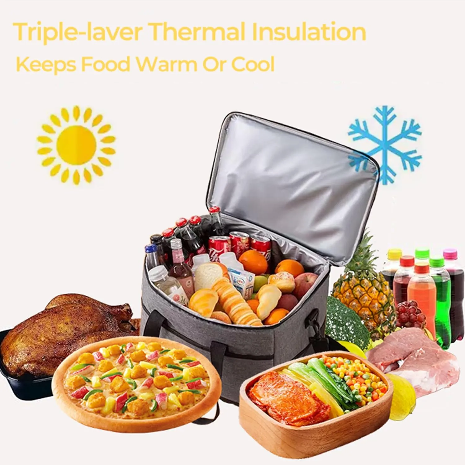 Cooler Bag Insulated Soft Cooler Large Collapsible Cooler Bag Lunch Coolers for Picnic, Beach, Work, Trip