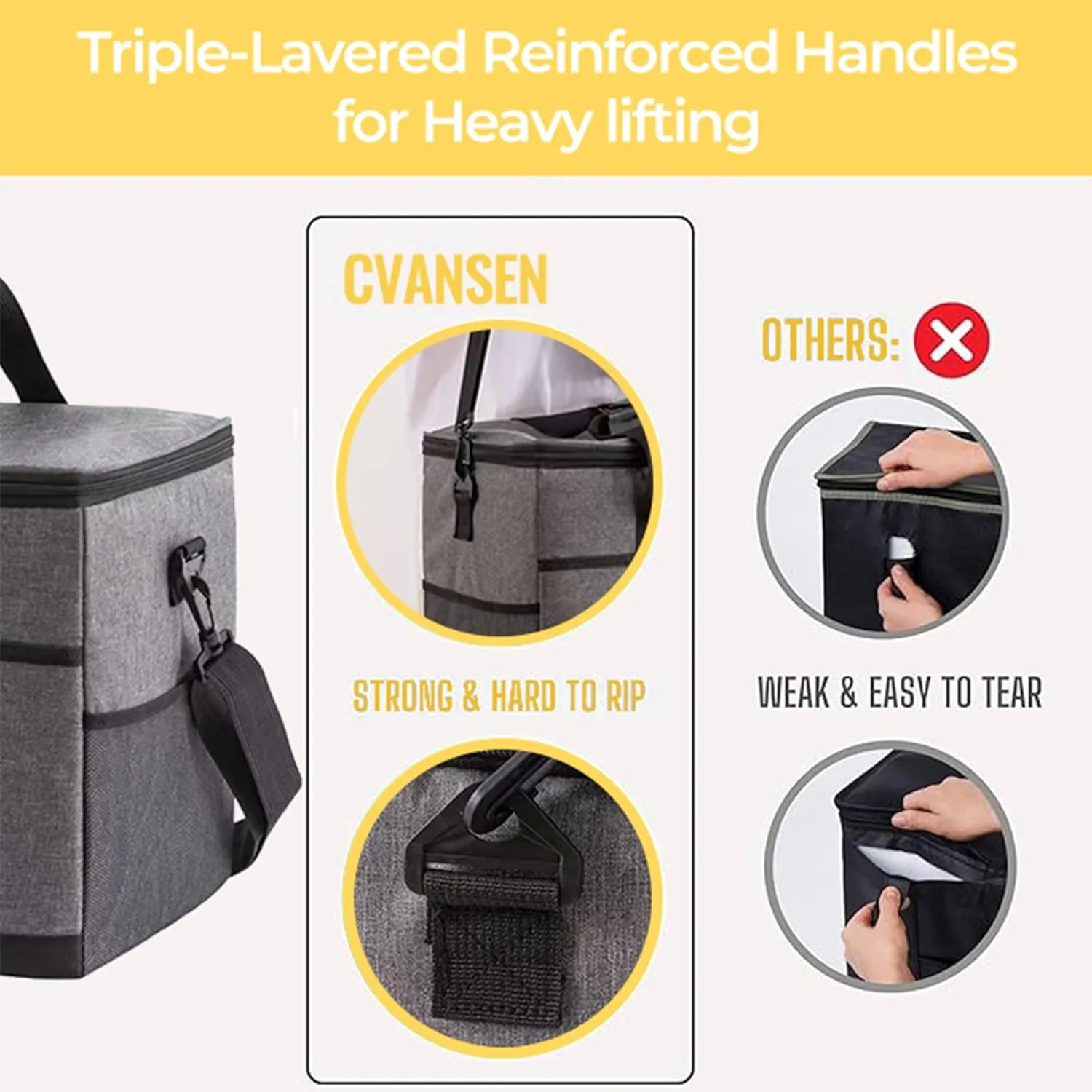 Cooler Bag Insulated Soft Cooler Large Collapsible Cooler Bag Lunch Coolers for Picnic, Beach, Work, Trip