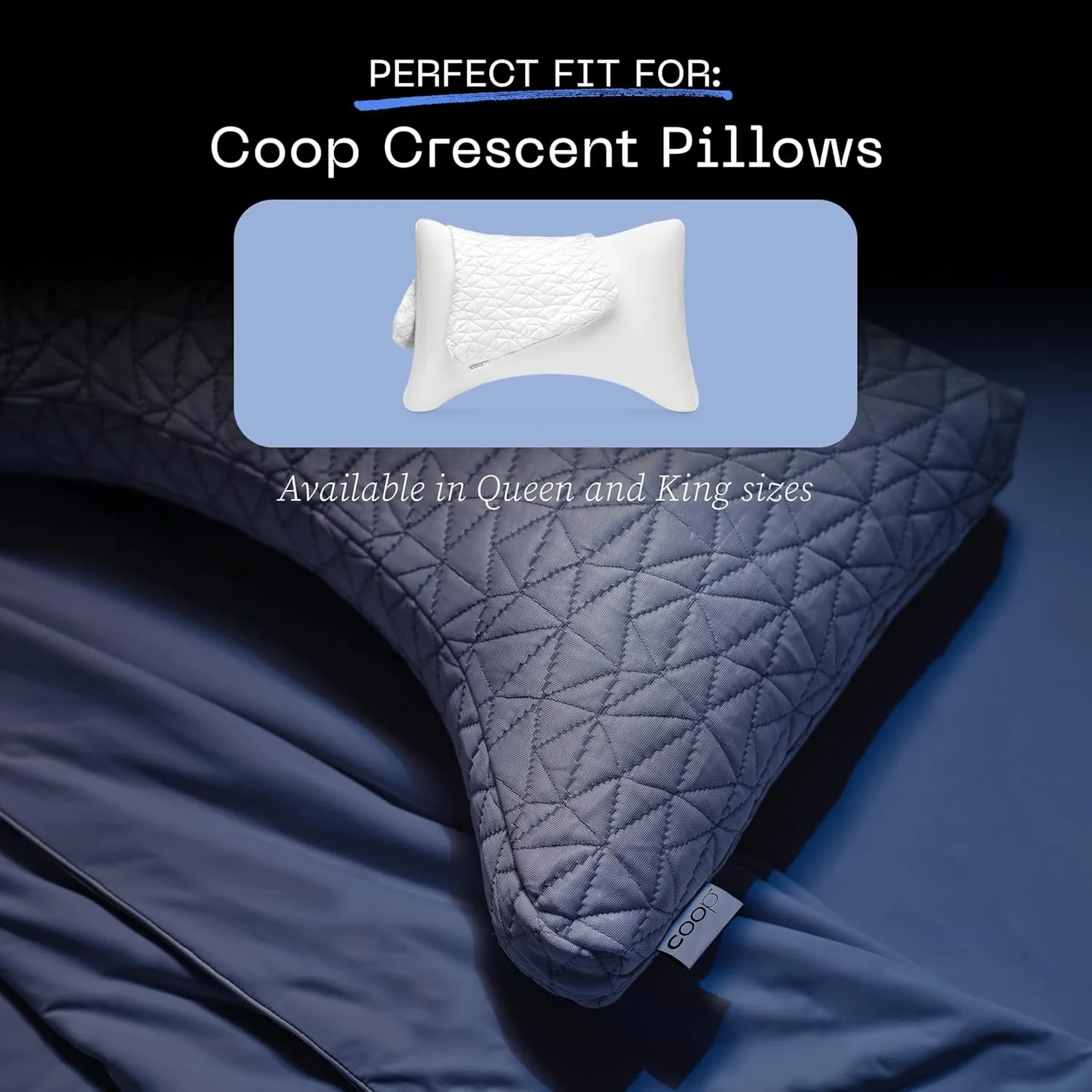 Coop Home Goods Cool Side Crescent Pillowcase, King Size Cooling Pillow Case for Hot Sleepers, Crescent Shape, Two-Sided Pillow Covers, Cozy Side & Cool Side, Ultra Soft Lulltra Cool Technology