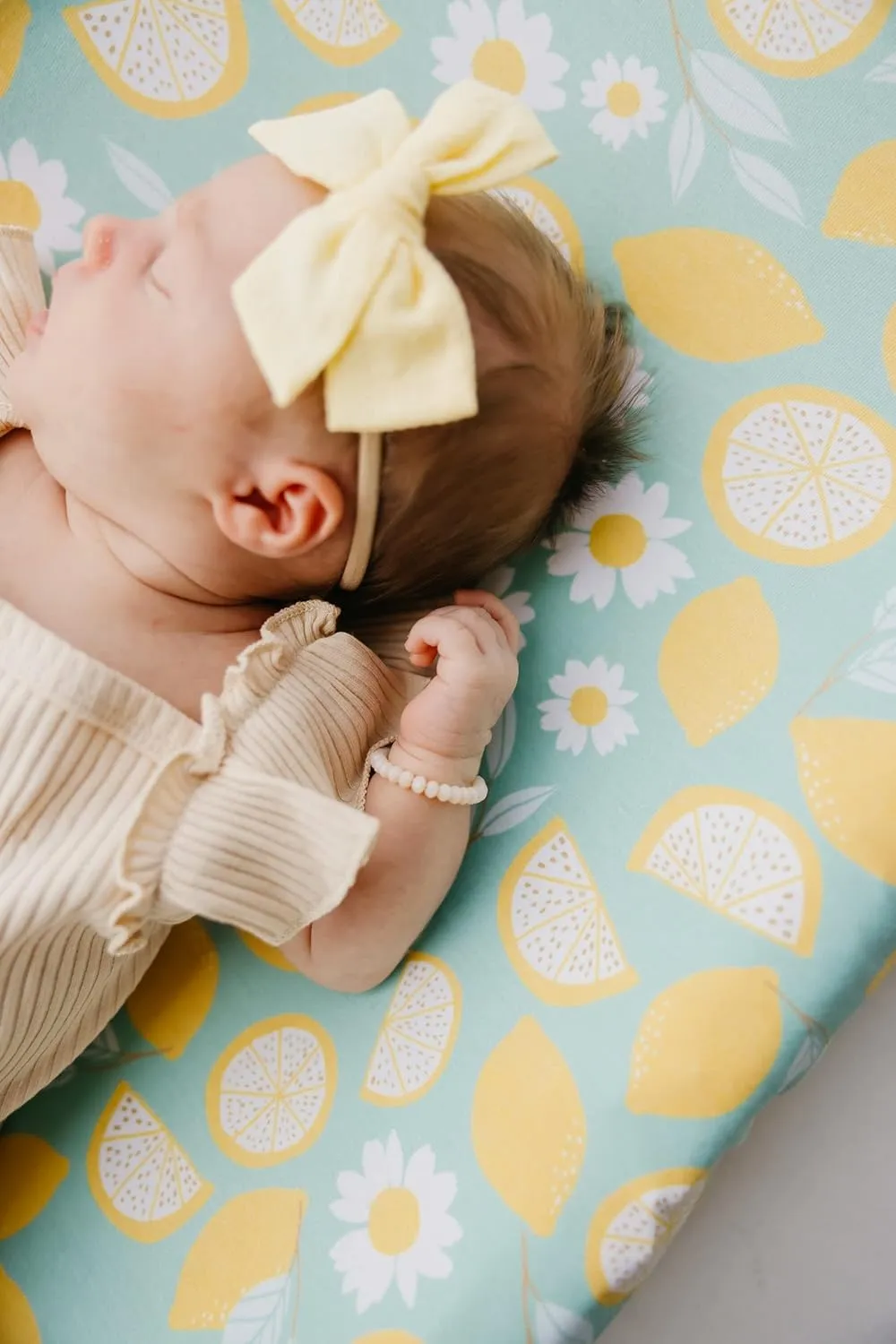 Copper Pearl Premium Knit Changing Pad Cover Soft, Stylish, and Universal Fit for All Standard Diaper Changing Pads, Trendy Design Changing Pad Covers, Lemon