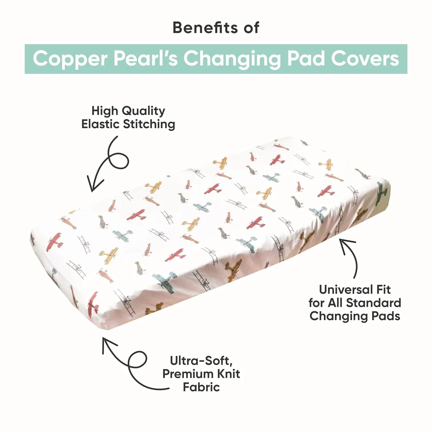 Copper Pearl Premium Knit Changing Pad Cover Soft, Stylish, and Universal Fit for All Standard Diaper Changing Pads, Trendy Design Changing Pad Covers, Lemon