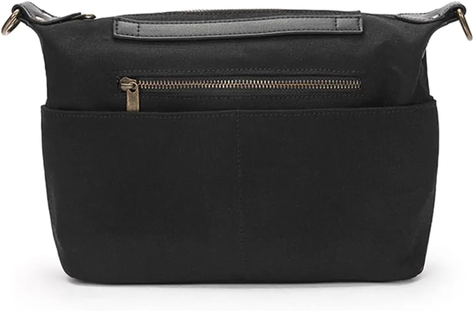 Cosmetic Bag Large Capacity Makeup Bag with Compartments Lightweight Travel Organizer with Metal Ring Design Multiple Pockets Cosmetic Bag Storage Bag (black,Small)