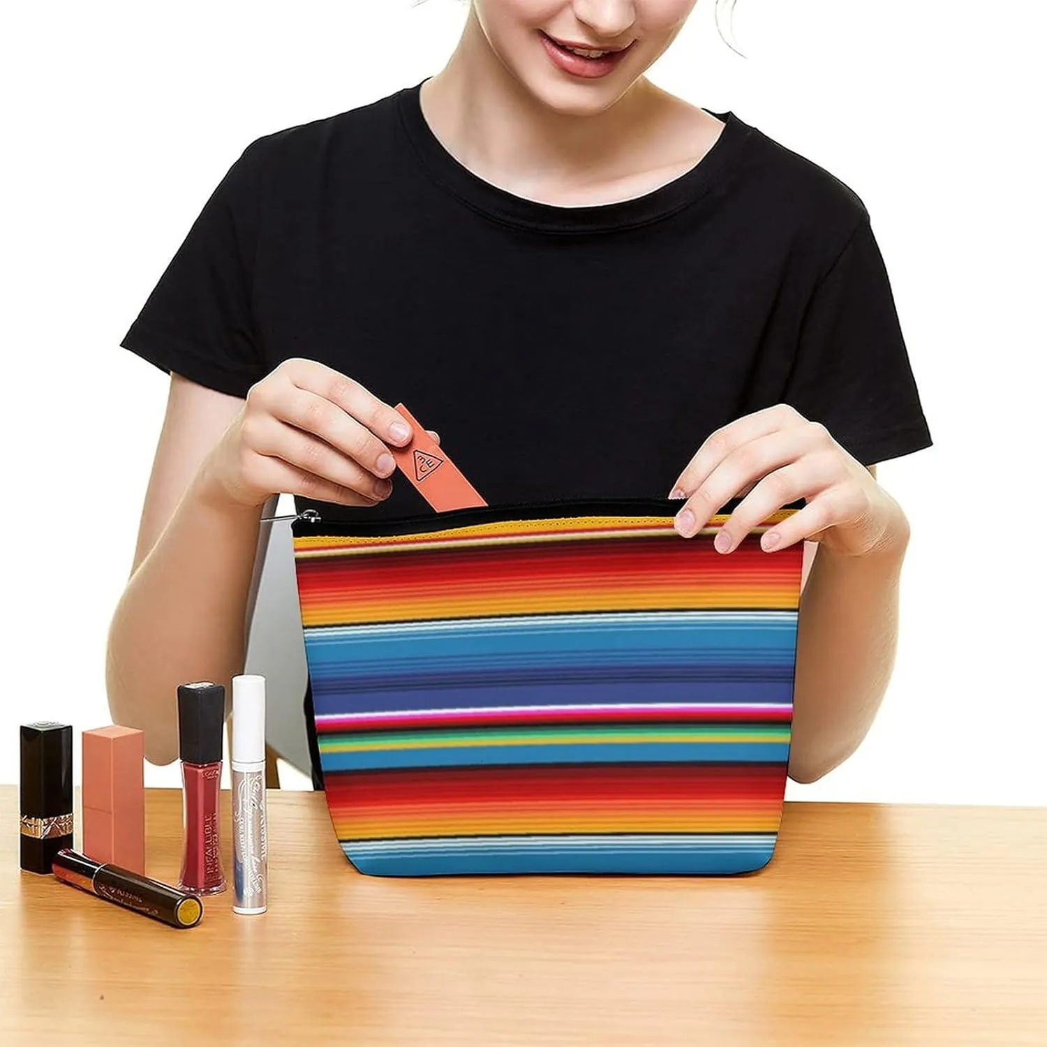 Cosmetic Bag, Travel Portable Makeup Bag for Purse Pouch Beauty Zipper Organizer Toiletry Bag for Women