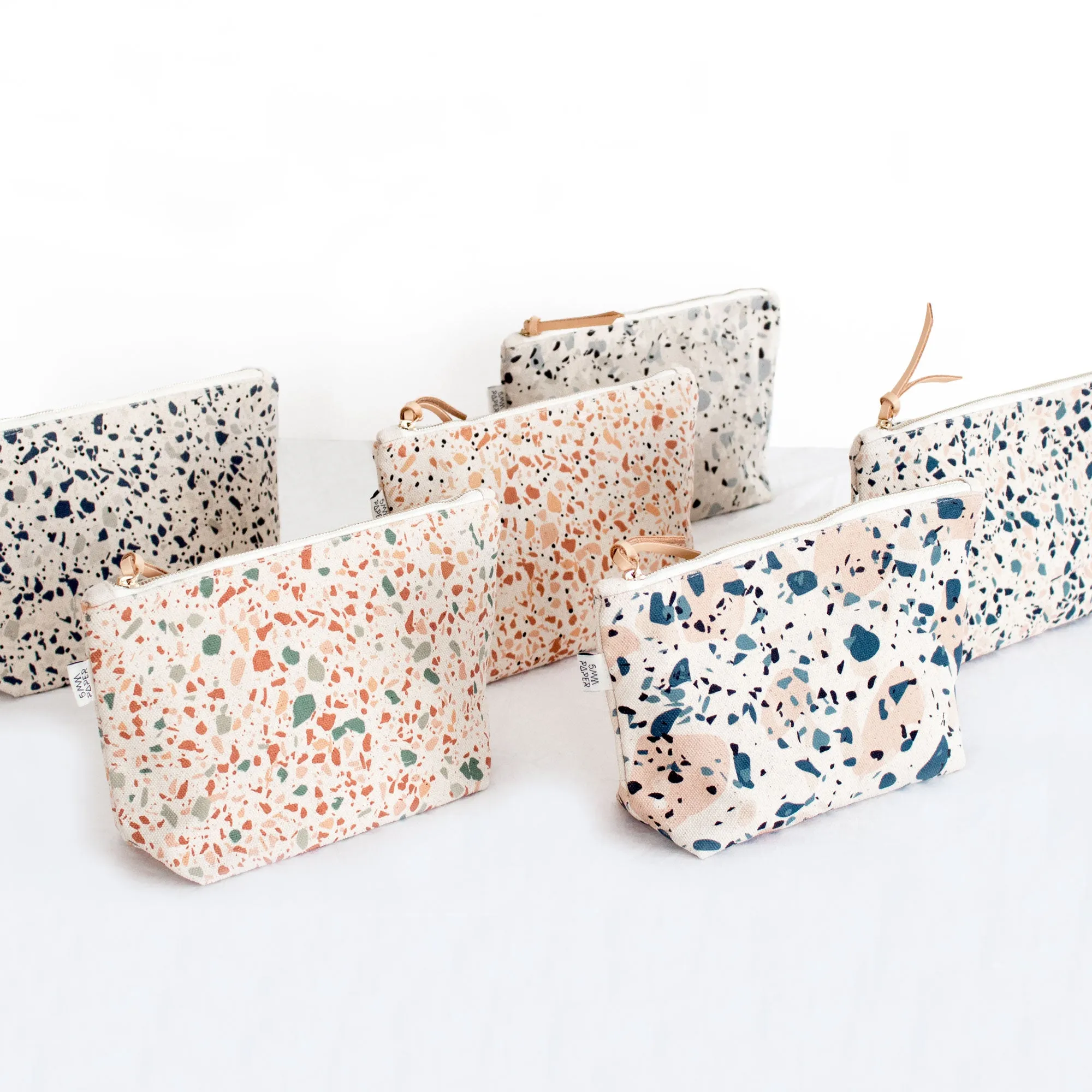 Cotton Canvas Cosmetic / Make-up Bag - Terrazzo Terracotta