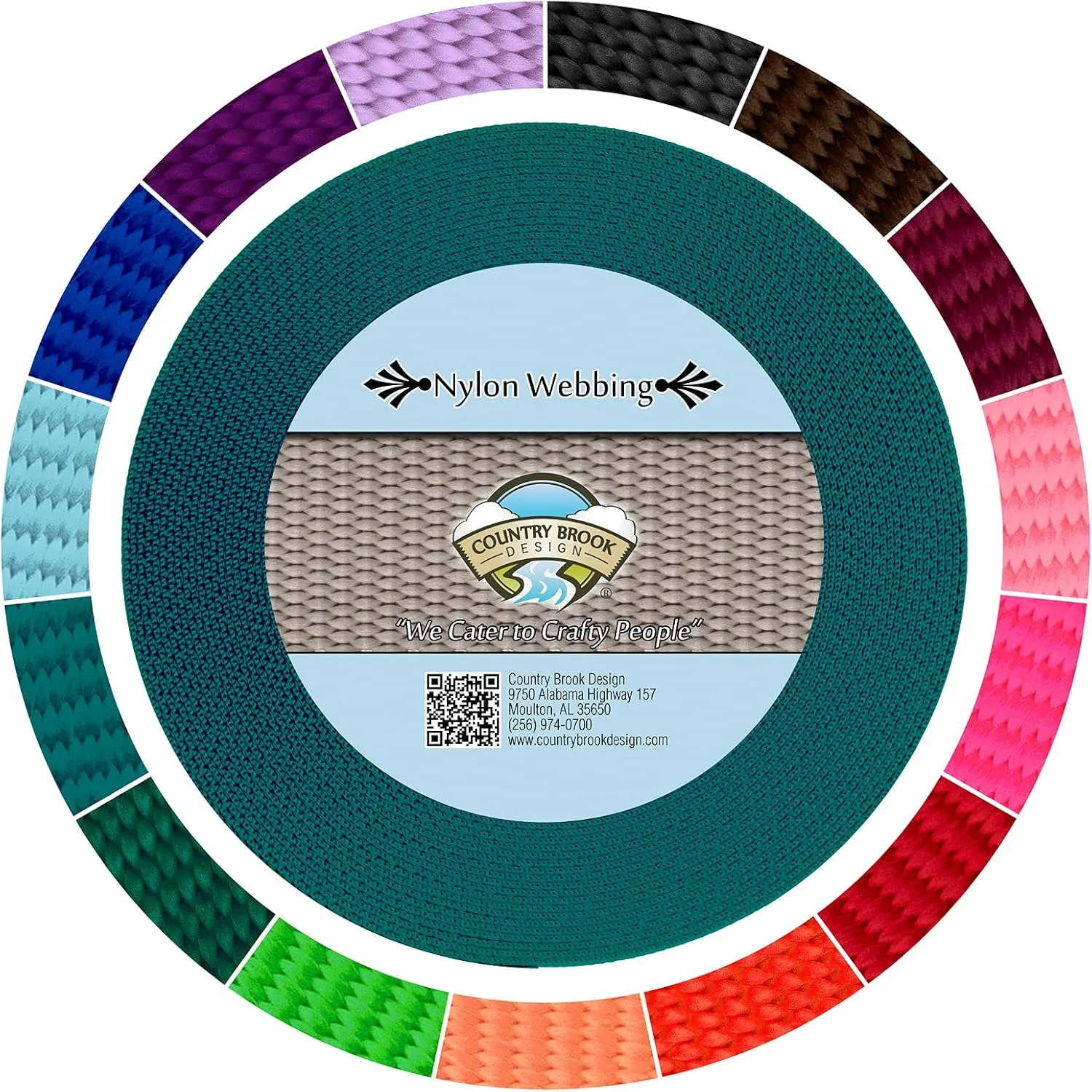 Country Brook Design - 1 Inch Teal Super Heavy Nylon Webbing, 10 Yards