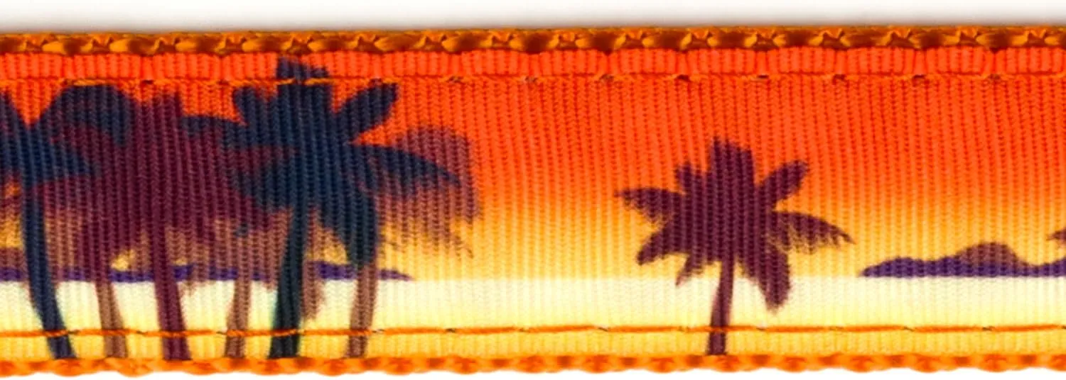 Country Brook Design - Caribbean Sunset on Orange Nylon Webbing (3/4 Inch, 10 Yards)