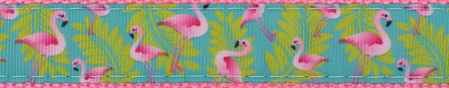 Country Brook Design - Flamingos Ribbon on Pink Nylon Webbing (1 Inch, 20 Yards)