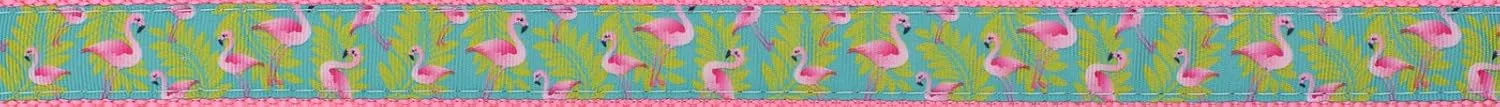Country Brook Design - Flamingos Ribbon on Pink Nylon Webbing (1 Inch, 20 Yards)