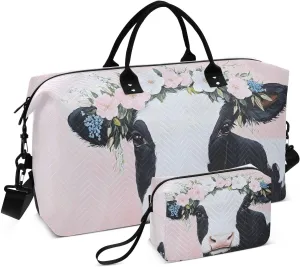 Cow Garland Cute Duffel Bag for Traveling, Gym Bags with Multiple Interior Pockets for Women Men Toiletry Purse Included 20.5”x 1.9” x 13.8”