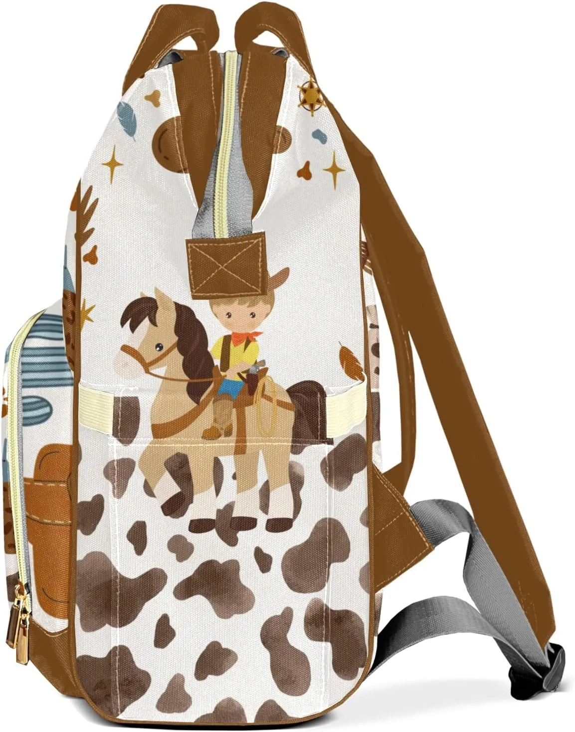 Cowboy Horse Rodeo Western Personalized Large Capacity Diaper Bags,Custom Name Backpack Casual Daypack Bag Nappy Bag Gifts, Design 11, SFA055SS