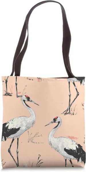 Crane Pastel Animal Wildlife Pattern Tote Bag
