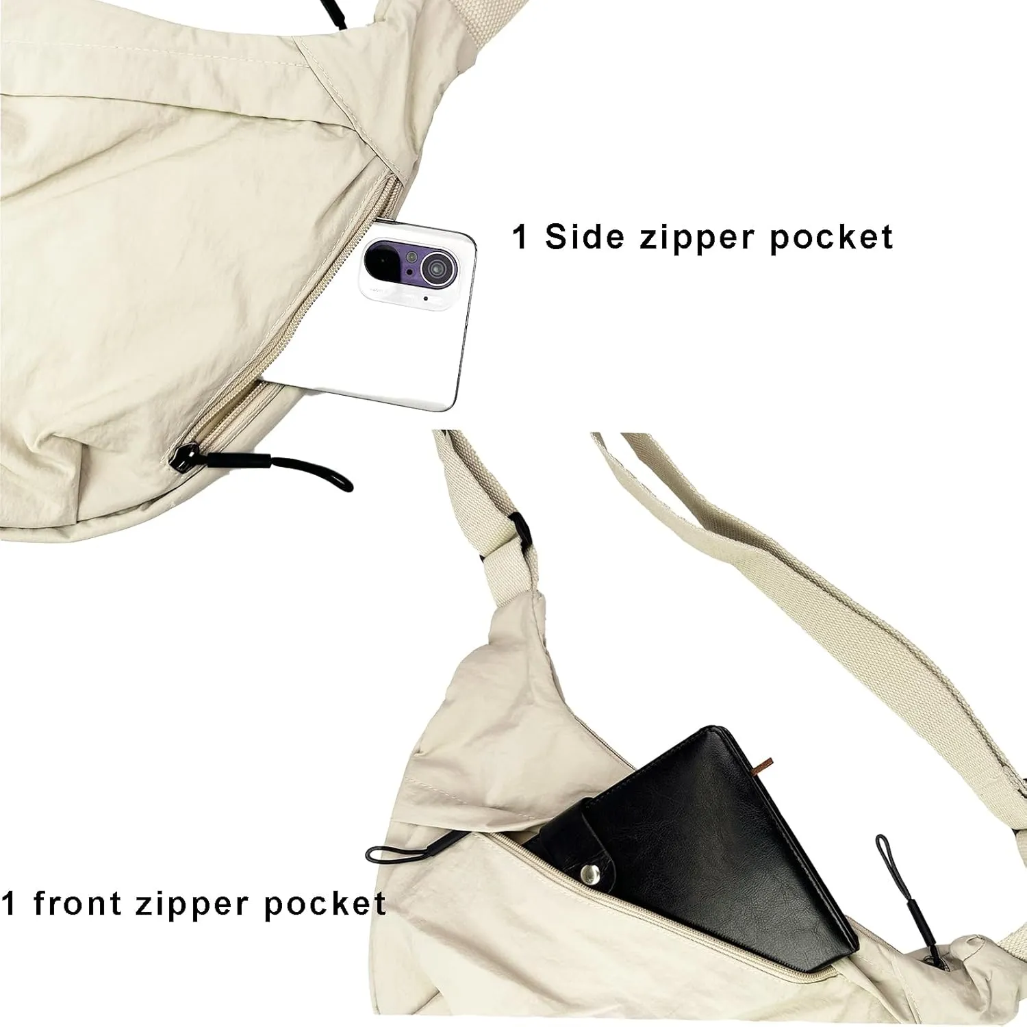 Crescent Crossbody Bags for Women Nylon Slouchy Sling Hobo Bag,Spacious Dumpling Shoulder Handbag Cross Body Purses