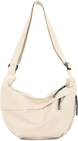 Crescent Crossbody Bags for Women Nylon Slouchy Sling Hobo Bag,Spacious Dumpling Shoulder Handbag Cross Body Purses