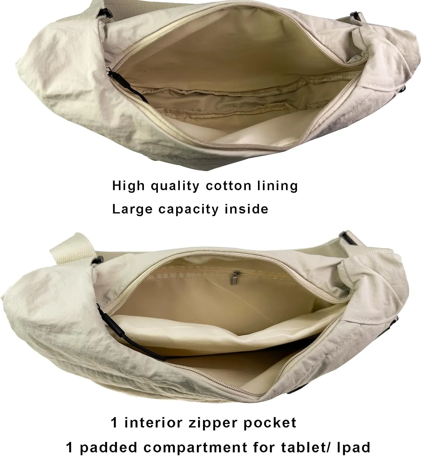 Crescent Crossbody Bags for Women Nylon Slouchy Sling Hobo Bag,Spacious Dumpling Shoulder Handbag Cross Body Purses