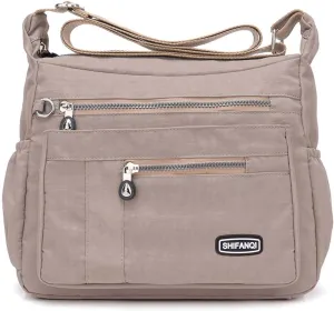 Crossbody Bag for Women, Multi Pockets Waterproof Nylon Shoulder Handbag, Lightweight Crossbody Purse for Ladies