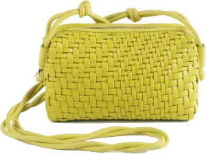 Crossbody Bag for Women Trendy Woven Purse Vegan Leather Small Shoulder Handbags with Strap