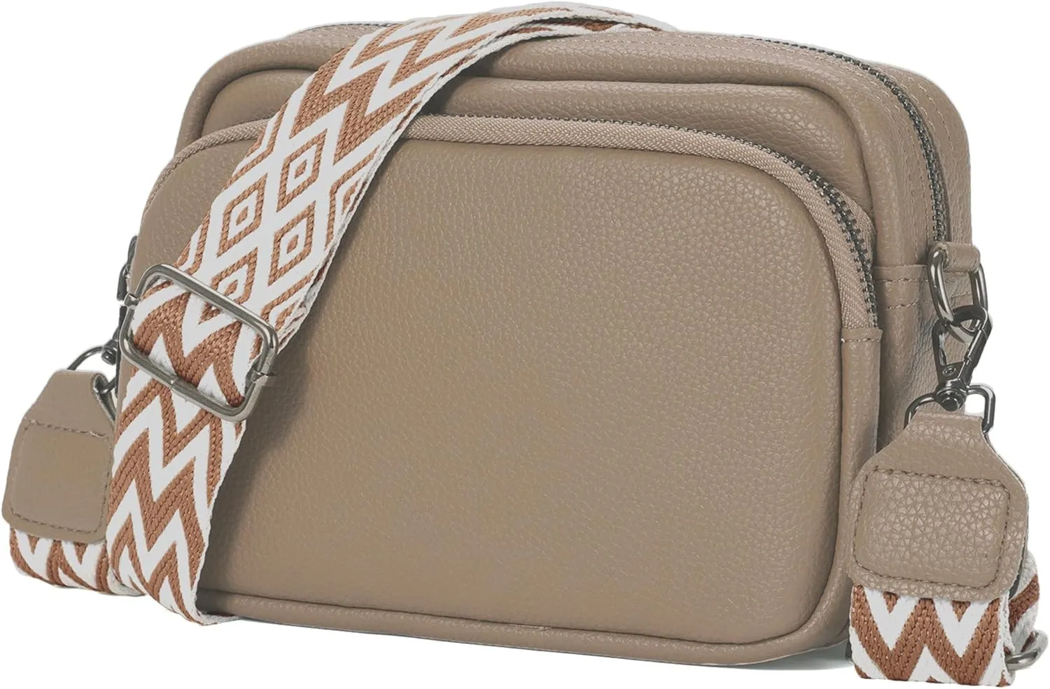 Crossbody Purse for Women with Adjustable Wide Guitar Strap, Small Vegan Leather Cross Body Camera Shoulder Bags