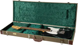 Crossrock Vintage style wood case fits Fender Telecaster and Stratocaster Electric Guitar-Green(CRW700EGN