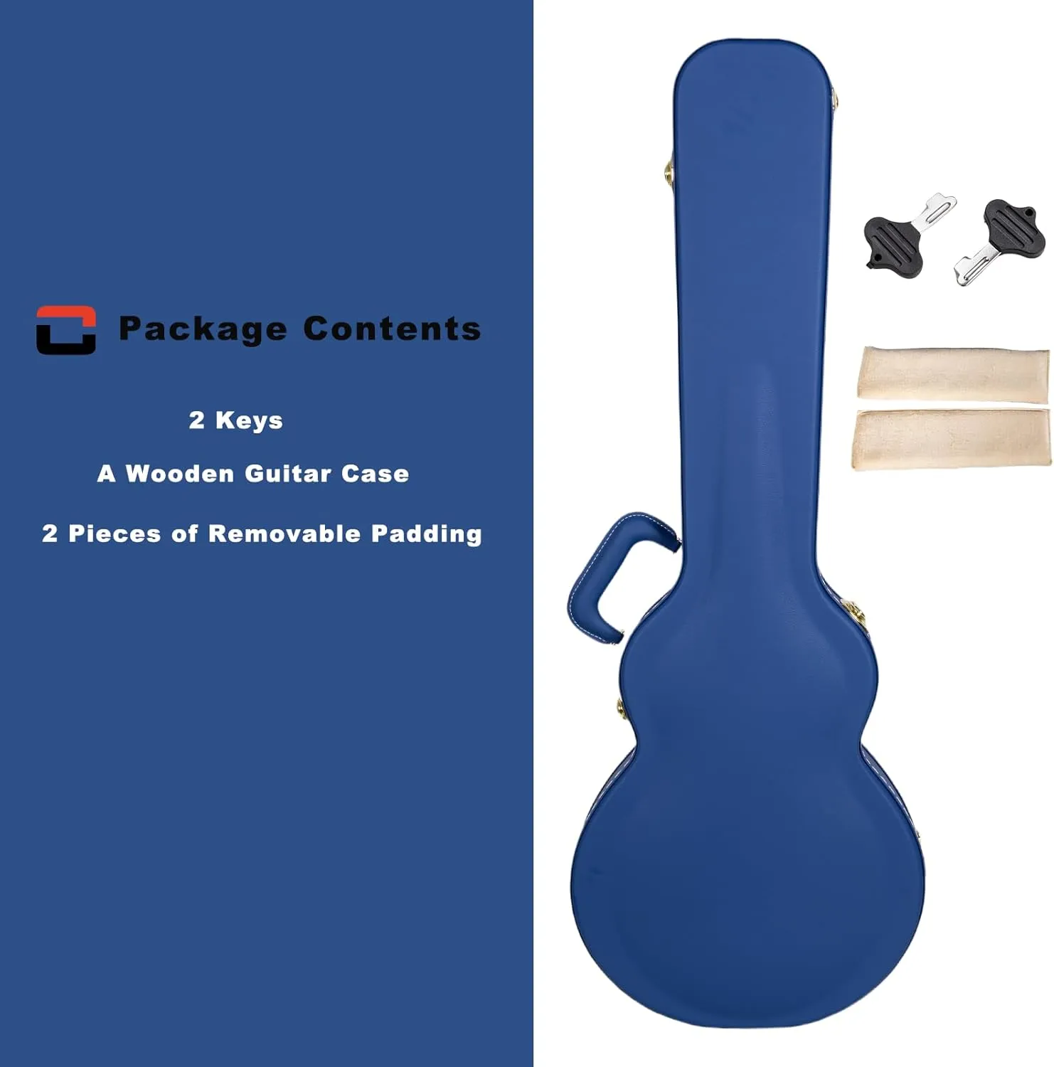 Crossrock Wooden Electric Guitar Case for Les Paul Style | Vibrant Blue Faux Leather, Beige Plush Interior, Lock – Designer Series