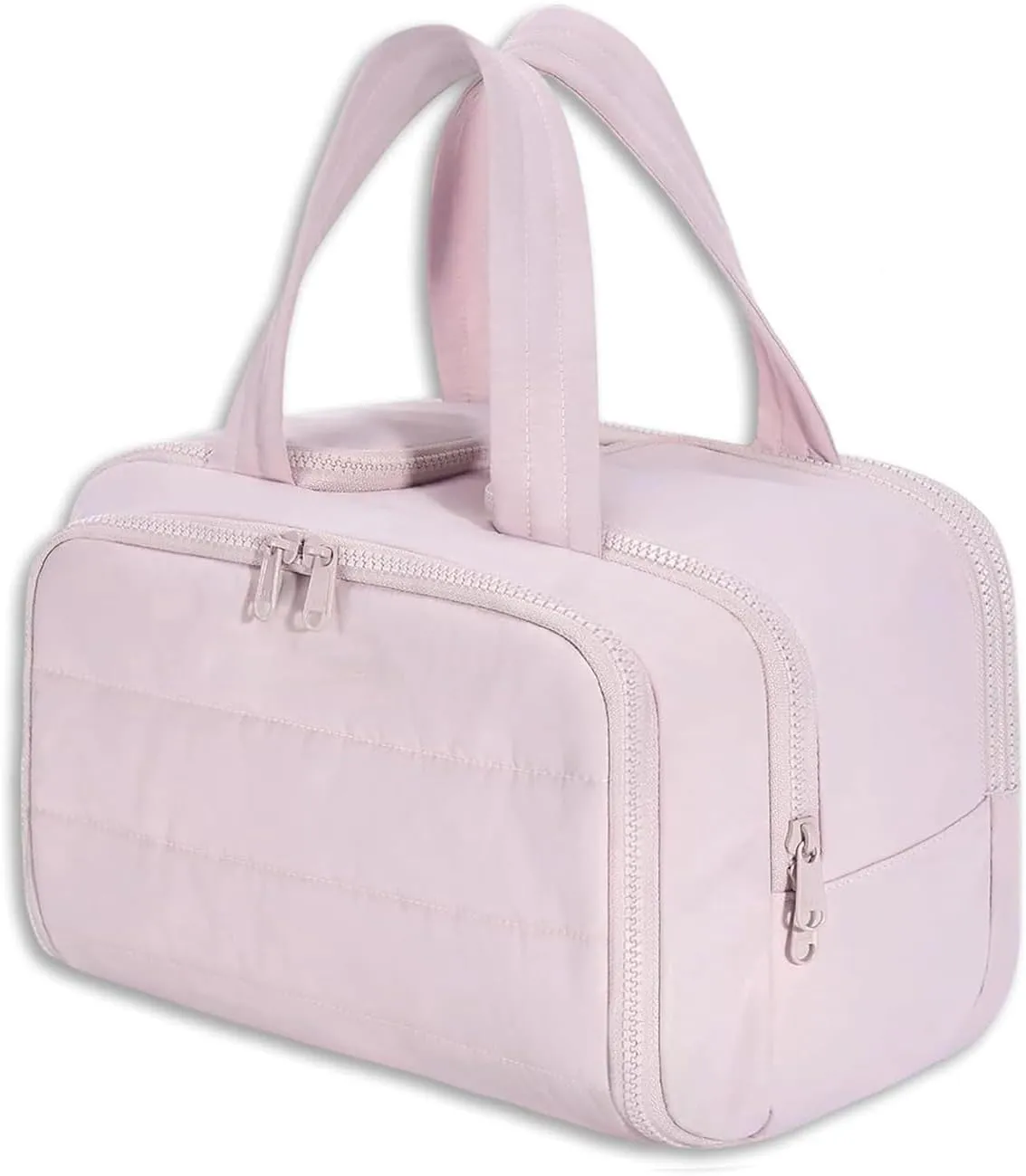 Cureaway Travel Cosmetic Bag, Curetoaway Large Capacity Wide-Open Travel Cosmetic Bag, With Compartments And Handles, Can Store Multiple Toiletries, Lightweight And Waterproof (Pink)