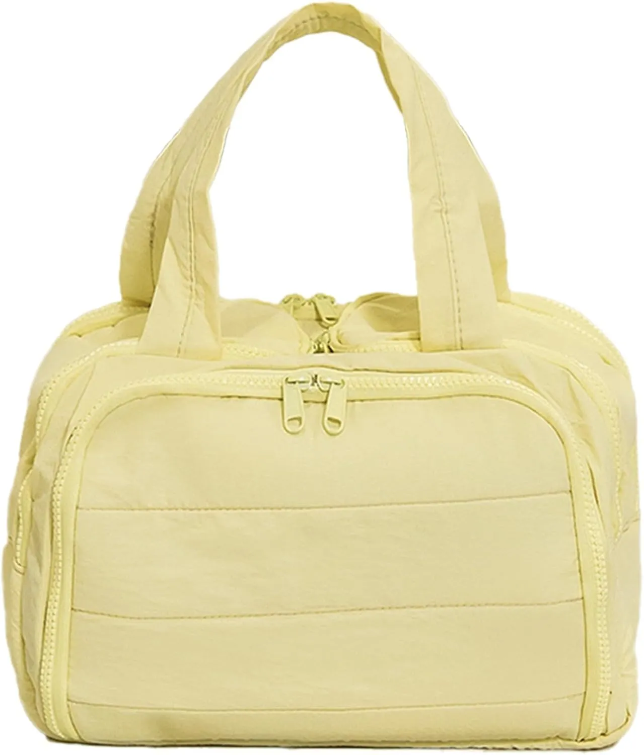 Cureaway Travel Cosmetic Bag | Large Capacity Waterproof Toiletry Organizer with Dividers | TSA-Friendly Travel Bag for Women Men | Portable Open-Flat Design, Hanging Hook (Yellow)
