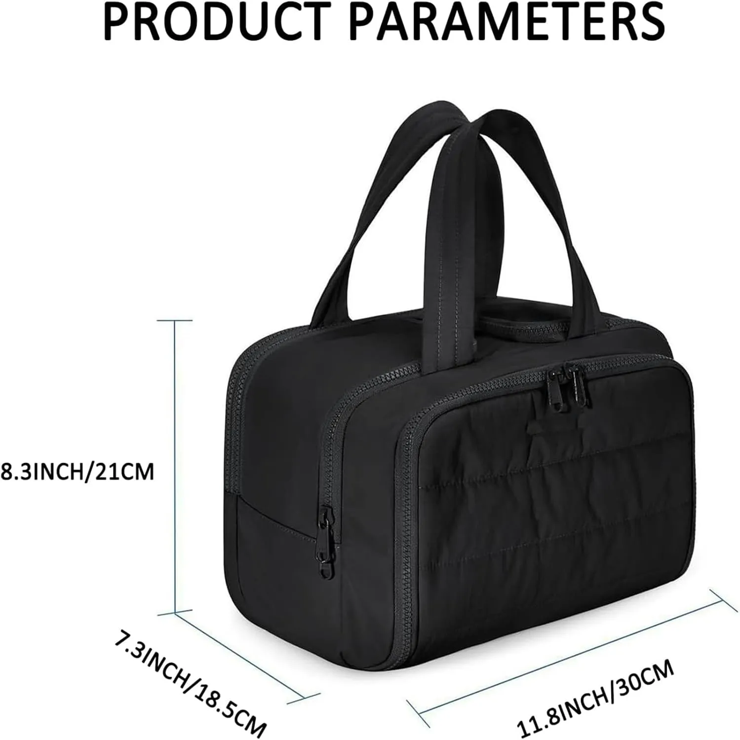 Cureaway Travel Cosmetic Bag, Large Capacity Wide Open Cosmetic Bag, Open Flat Toiletry Bags with Divider and Handle, for Women's Travel Storage(Black)