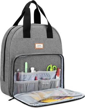 CURMIO Embroidery Bag, Portable Project Storage for Hoops, Floss, and Cross Stitch Supplies, BAG ONLY, Grey (Patented Design)