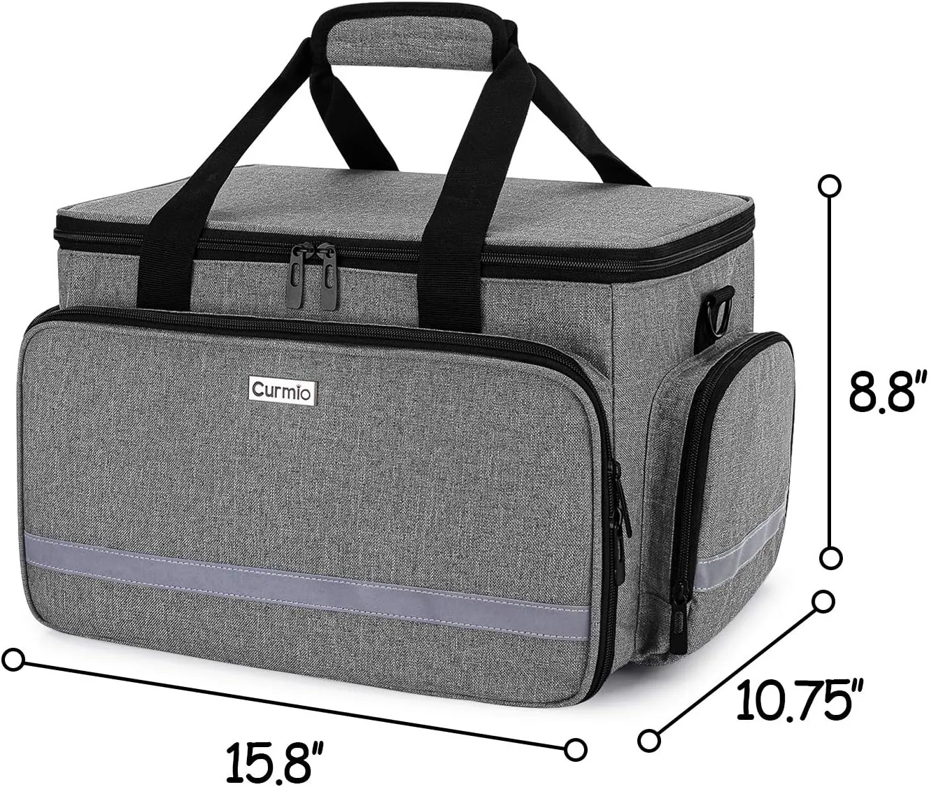 CURMIO Nurse Bag, Medical Bag Clinical Bag with Inner Dividers and No-Slip Bottom for Home Visits, Health Care, Hospice, For Nursing Students, Physical Therapists, Doctors,Gray (Patent Pending)