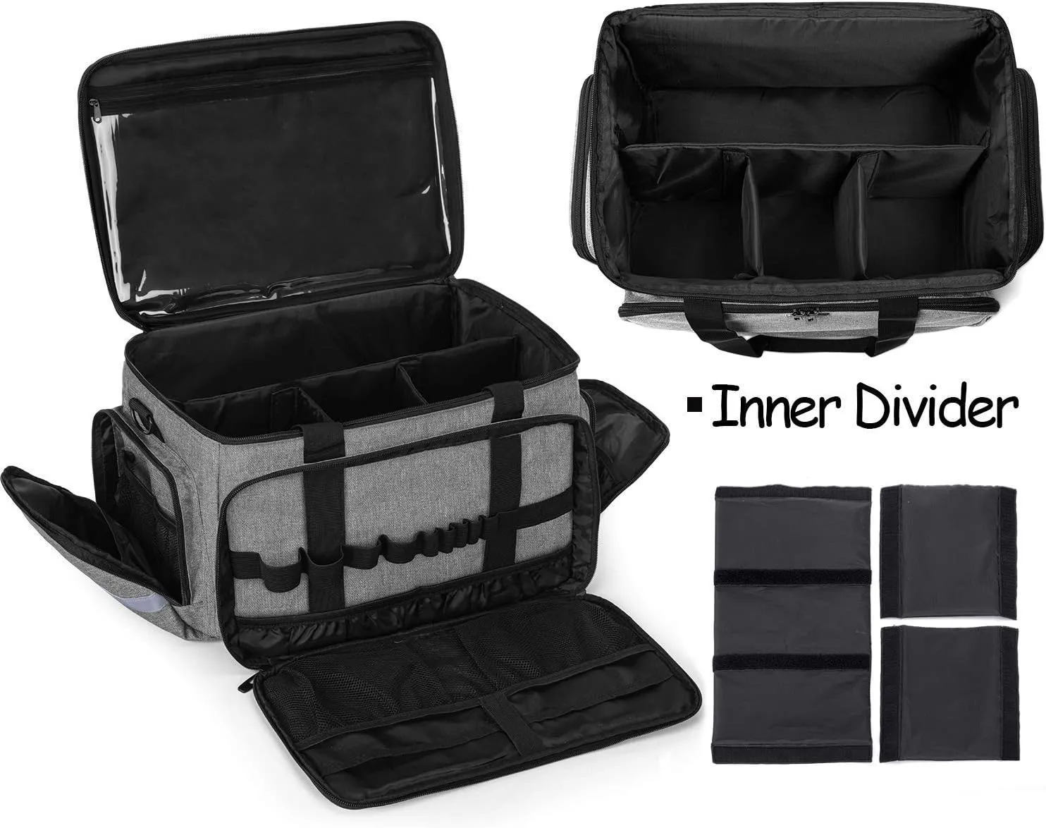 CURMIO Nurse Bag, Medical Bag Clinical Bag with Inner Dividers and No-Slip Bottom for Home Visits, Health Care, Hospice, For Nursing Students, Physical Therapists, Doctors,Gray (Patent Pending)
