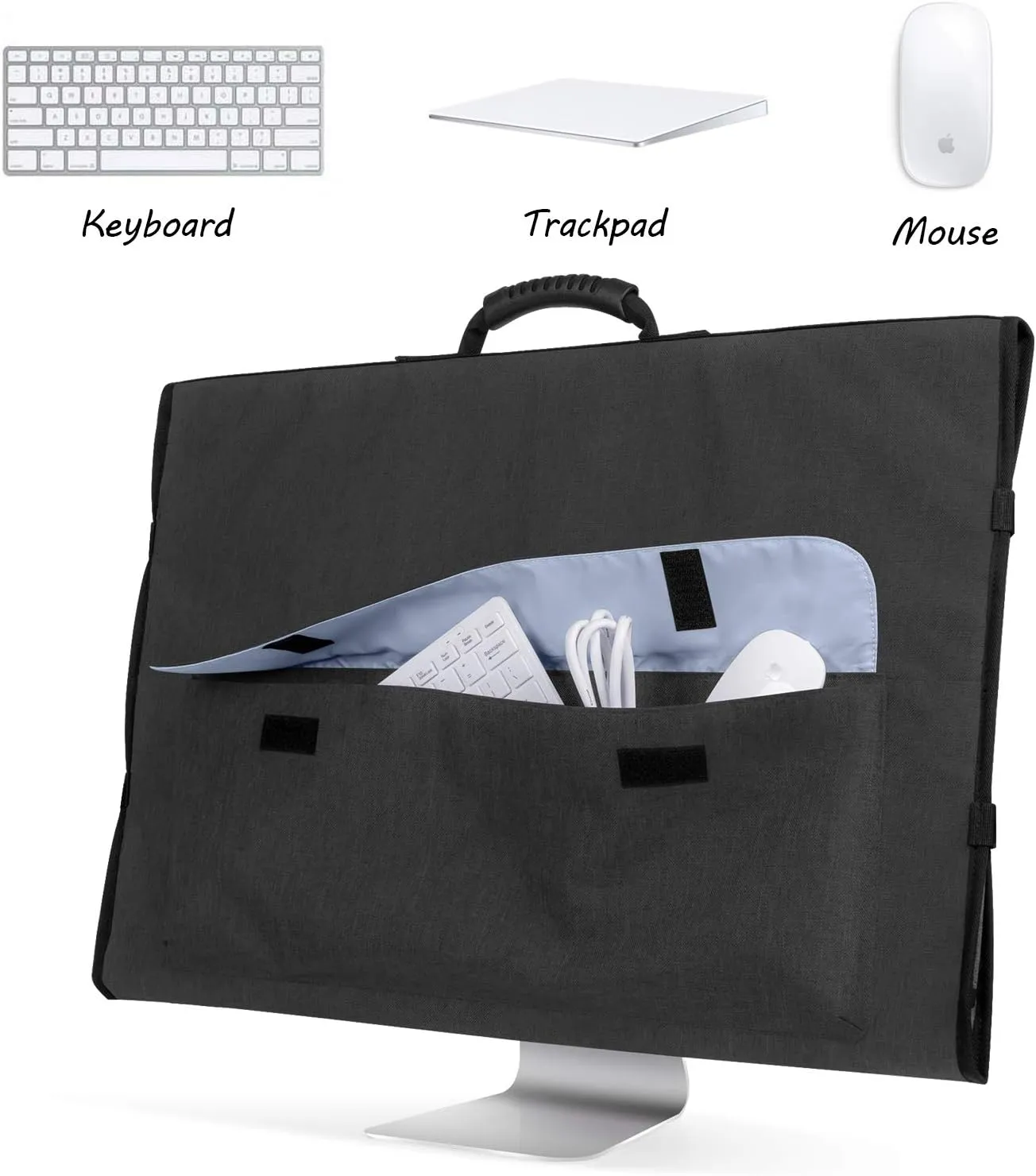 CURMIO Travel Carrying Bag Compatible for Apple 27" iMac Desktop Computer, Protective Storage Case Monitor Dust Cover Compatible with 27" iMac Screen and Accessories, Black, Patent Pending