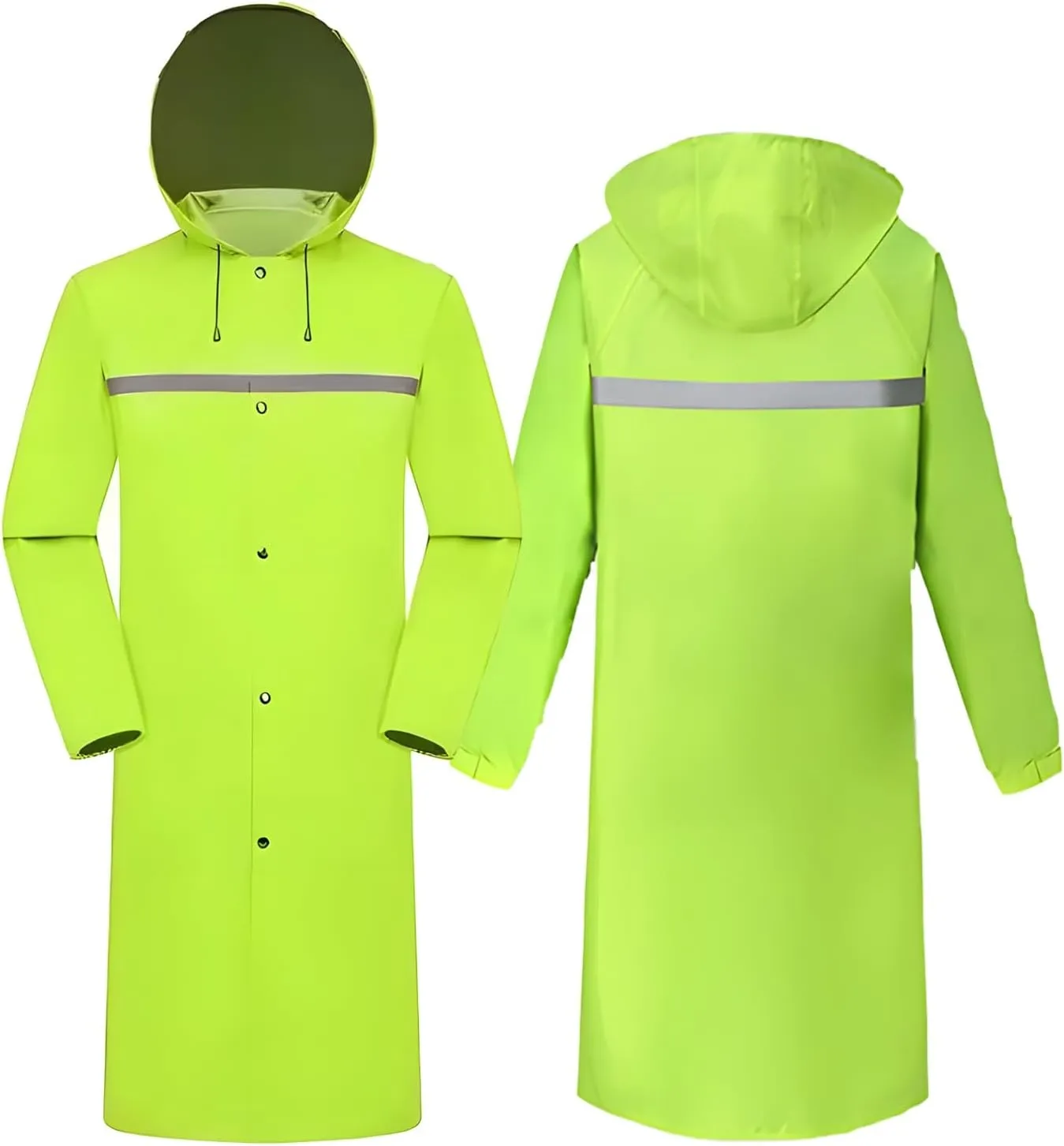Custom Men's Long Hooded Rain Jacket Safety Waterproof Emergency Riancoat with Reflective Strip