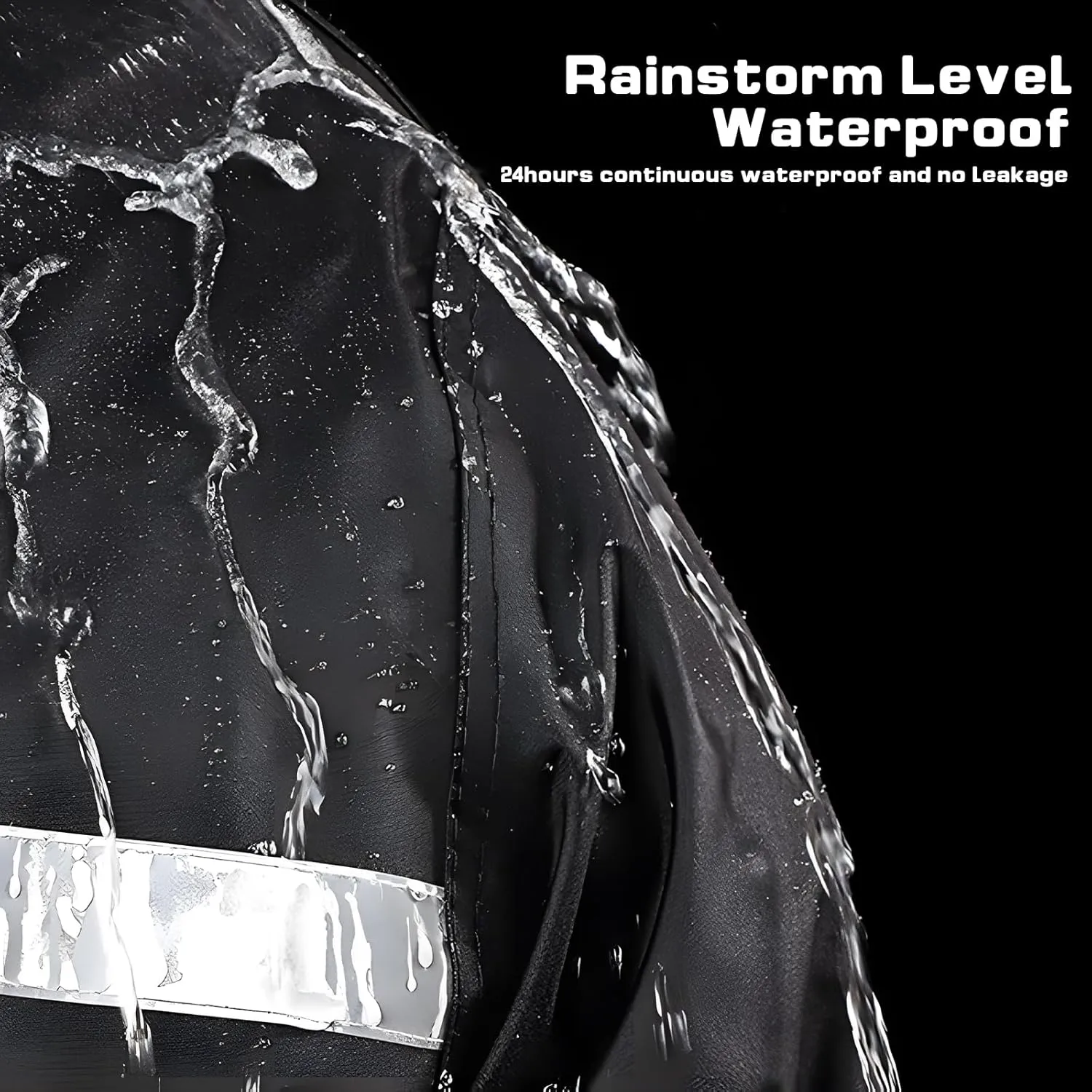 Custom Men's Long Hooded Rain Jacket Safety Waterproof Emergency Riancoat with Reflective Strip