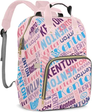 Custom Name Boy Baby Bags, Nylon Personalized Diaper Bag Backpack for Baby Boy Mom, Large Capacity, Waterproof, Multifunctional, Adjustable Shoulder Straps, 16 inches