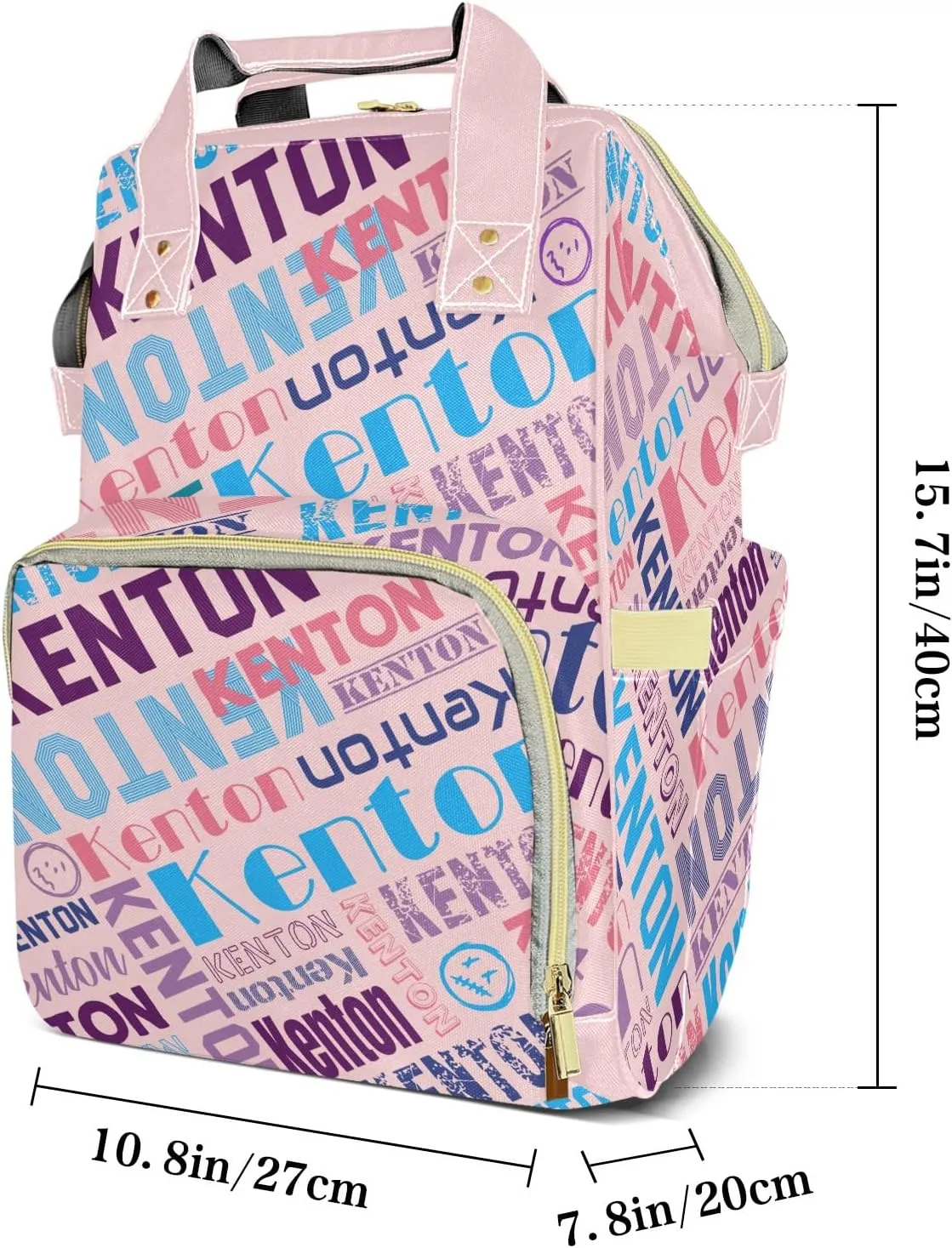 Custom Name Boy Baby Bags, Nylon Personalized Diaper Bag Backpack for Baby Boy Mom, Large Capacity, Waterproof, Multifunctional, Adjustable Shoulder Straps, 16 inches