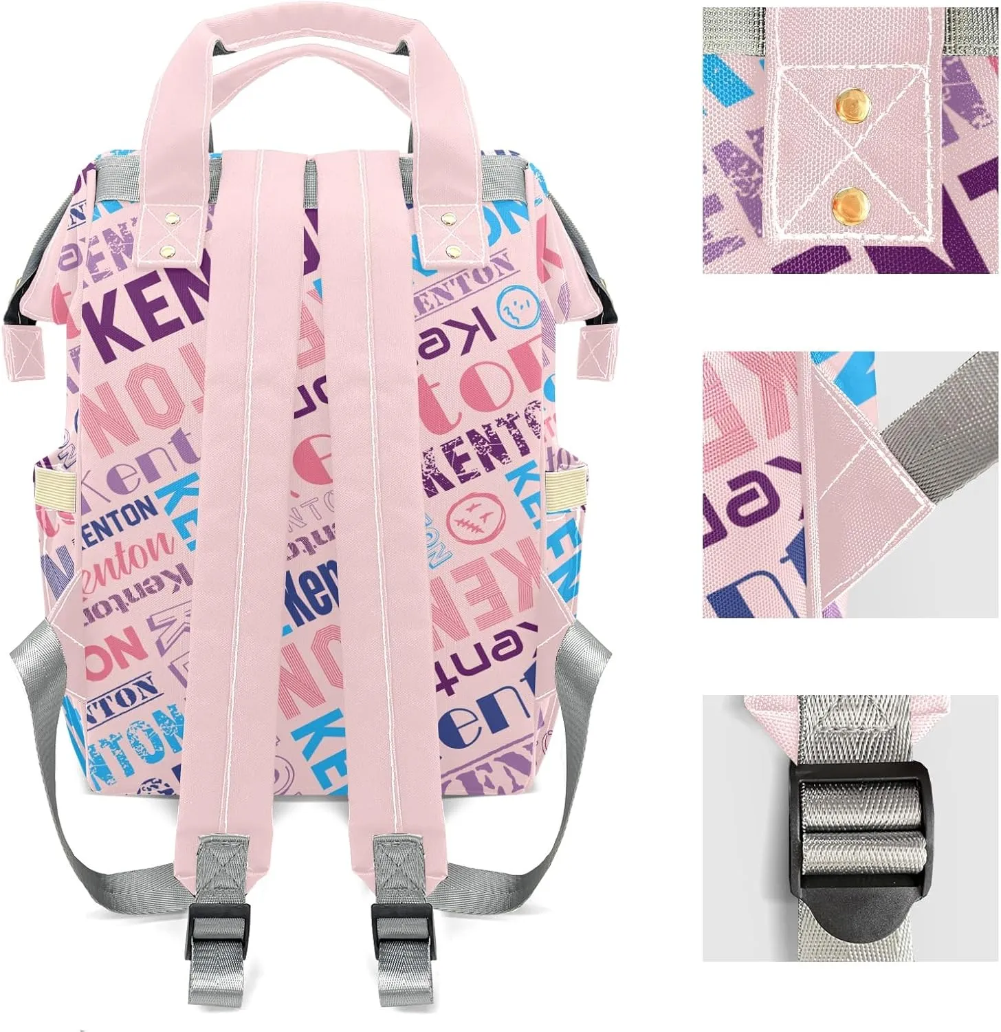 Custom Name Boy Baby Bags, Nylon Personalized Diaper Bag Backpack for Baby Boy Mom, Large Capacity, Waterproof, Multifunctional, Adjustable Shoulder Straps, 16 inches