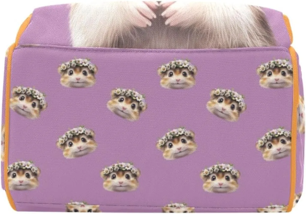 Custom Name Waterproof Mommy Backpack, Personalized Diaper Bag, Multifunctional Large Capacity, Hamster and Guinea Pig Pattern, Stylish and Practical Mommy Bag