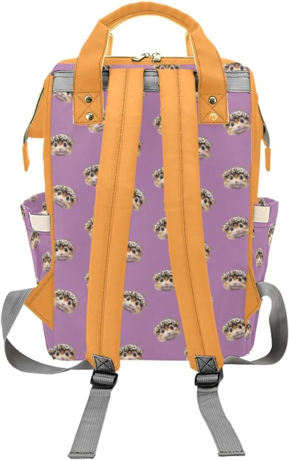 Custom Name Waterproof Mommy Backpack, Personalized Diaper Bag, Multifunctional Large Capacity, Hamster and Guinea Pig Pattern, Stylish and Practical Mommy Bag