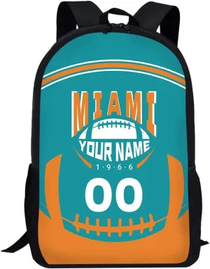 Custom Shoulder Miami Backpack Personalized Any Name Number 17 Inch Large Capacity Laptop Bag Bookbag Gifts for Men Women