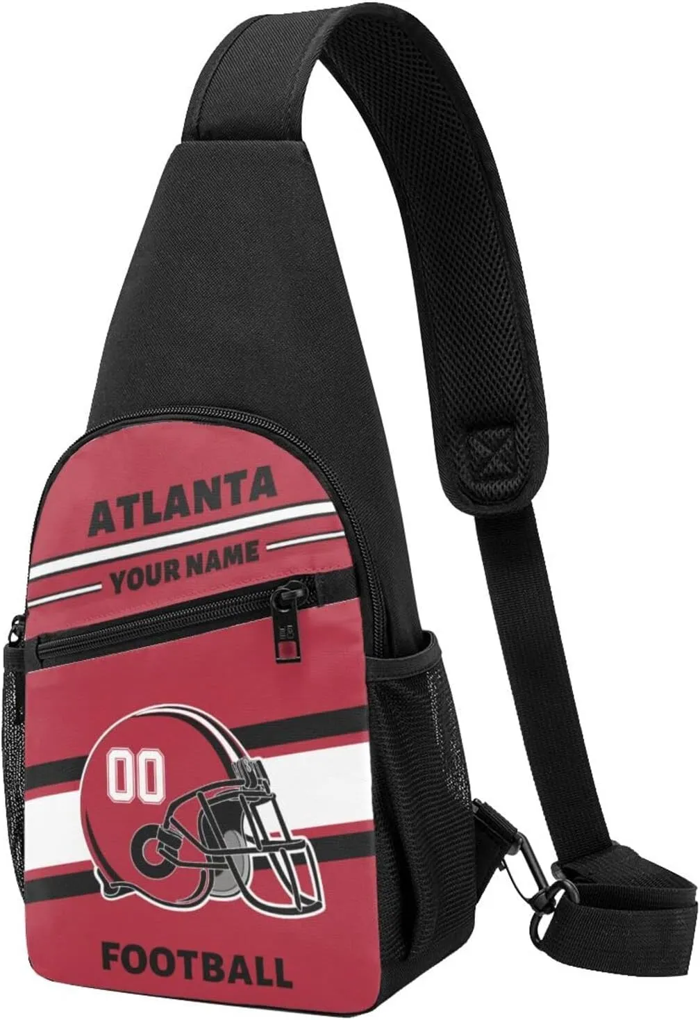 Custom Sling Bag, Personalized Atlanta Crossbody Bags for Men Women, Customize Name and Number Sling Shoulder Backpack, Chest Bag Hiking Travel Daypack for Outdoor