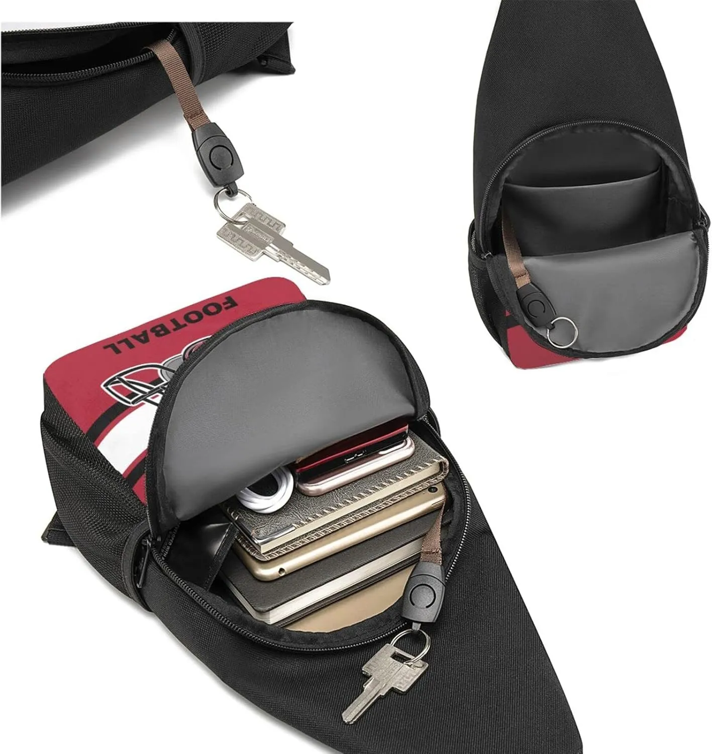 Custom Sling Bag, Personalized Atlanta Crossbody Bags for Men Women, Customize Name and Number Sling Shoulder Backpack, Chest Bag Hiking Travel Daypack for Outdoor