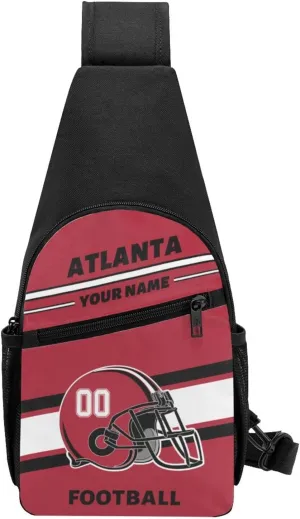 Custom Sling Bag, Personalized Atlanta Crossbody Bags for Men Women, Customize Name and Number Sling Shoulder Backpack, Chest Bag Hiking Travel Daypack for Outdoor