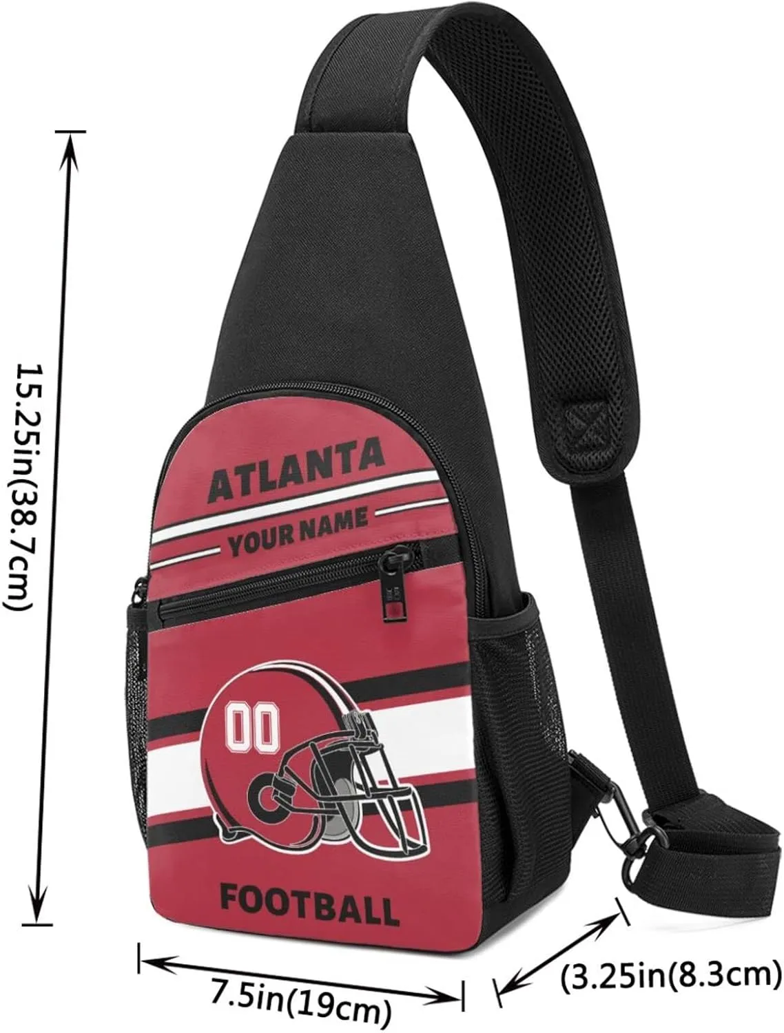 Custom Sling Bag, Personalized Atlanta Crossbody Bags for Men Women, Customize Name and Number Sling Shoulder Backpack, Chest Bag Hiking Travel Daypack for Outdoor