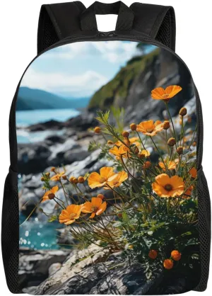 Cute Backpack Waterproof Lightweight Casual Daypack Flowers Growing On Cliff Travel Laptop Bag For Women Men