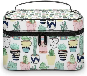 Cute Cacti in Pots Convenient Makeup Bag with Large Capacity, Scratch Resistant And Stain Resistant