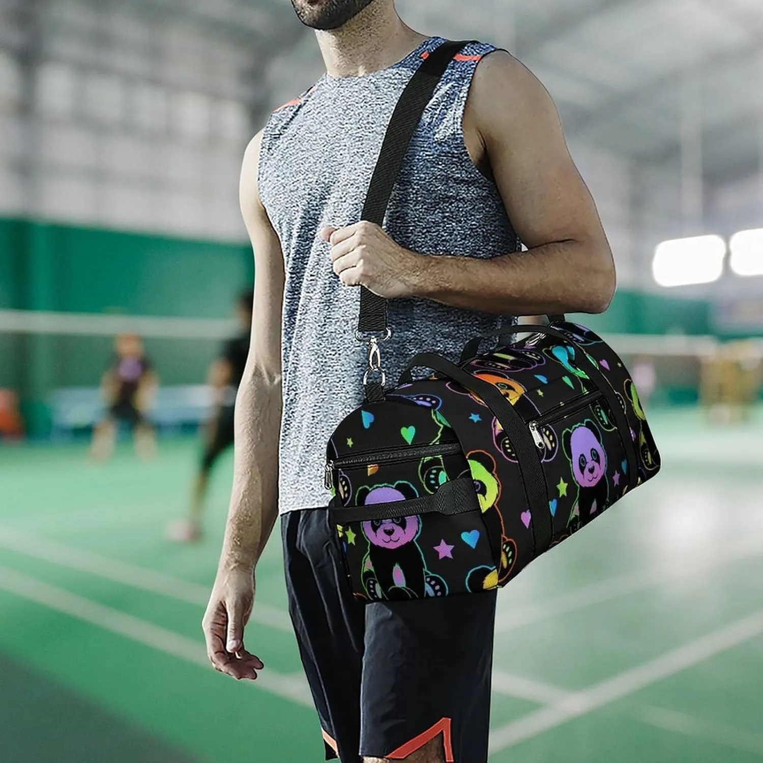 Cute Cats Head Portable Large Capacity Fully Printed Fitness Bag Unisex