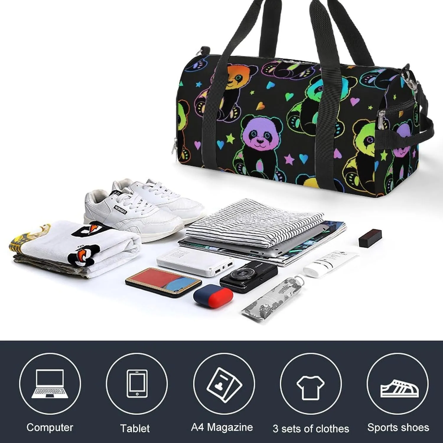 Cute Cats Head Portable Large Capacity Fully Printed Fitness Bag Unisex